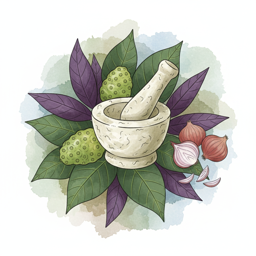 Ilustrasi bahan herbal alami untuk obat ambeien (Gemini Generated Image)